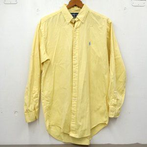 Ralph Lauren Mens Size 15 Button Down Shirt Long Sleeve Sun Yellow Classic Fit